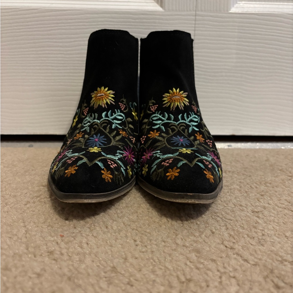 Diba Black Embroidered Ankle Boots